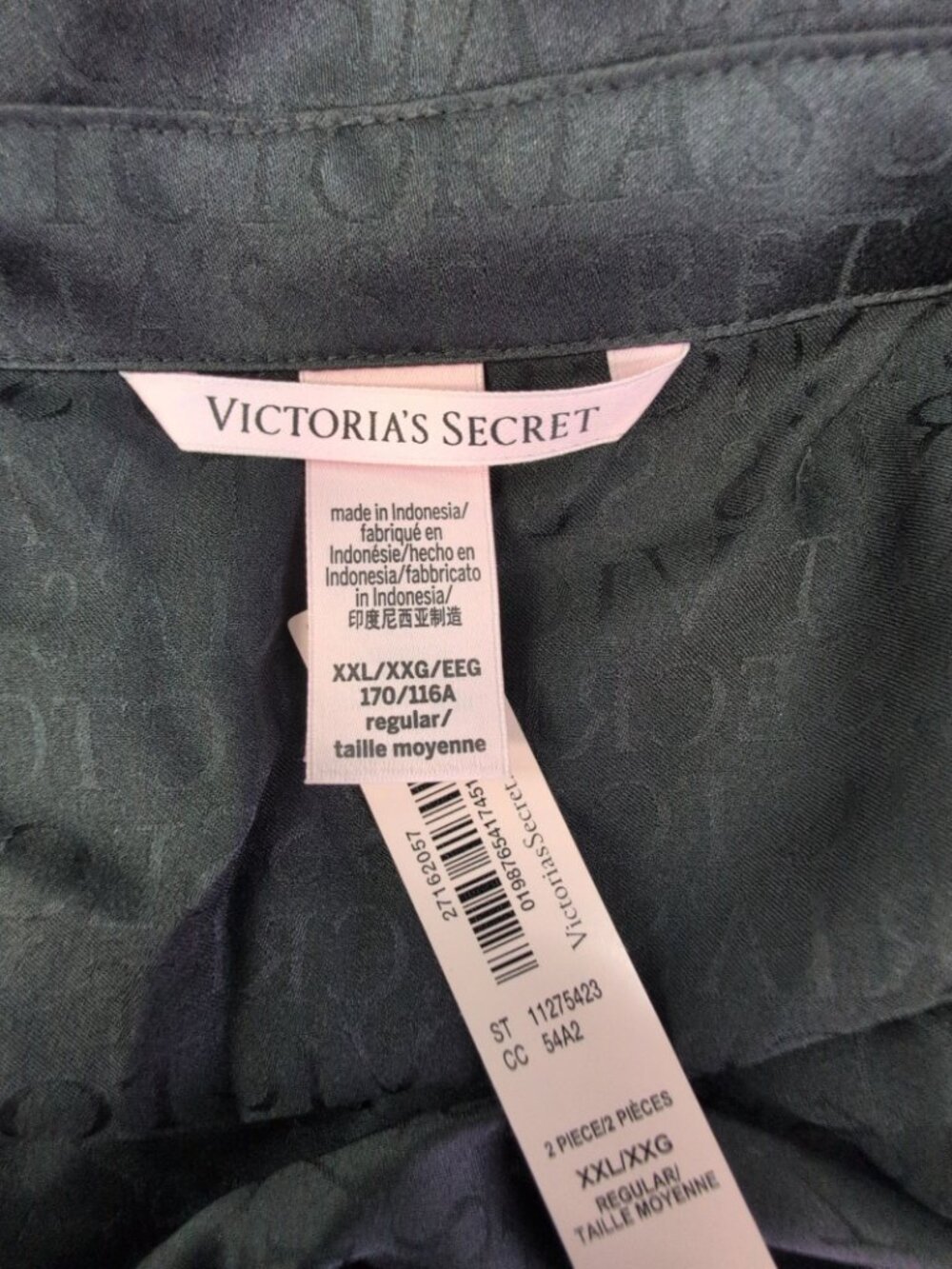 Victoria Secret Signature Satin Long Pajama Set Size XXL Black - Picture 8 of 11